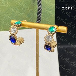 Multicolour Diamond Ear Stud Open Round Earrings Women Wedding Ear Jewelry Chic Gold Earring