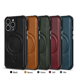 حالات الهاتف المغناطيسية للجلد المقاوم للصدمات لـ iPhone 13 12 11 Pro Max Mini XR XS X 6S 7G 8 Plus S22 Ultra A03S A23 A53 Case Case Back