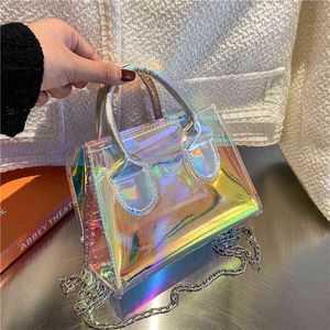 Mensageiro de bolsa de ombro único bolsa transparente pvc feminina moda geléia saco a laser mágica coloria saco de praia 220514