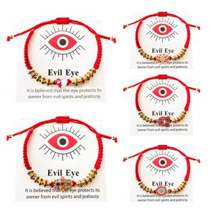 Slim Patches Großhandel Handschlaufe Red Eve Eye Hands Red String Geflochtenes Seil Handgefertigtes Armband Schmuck für Frauen