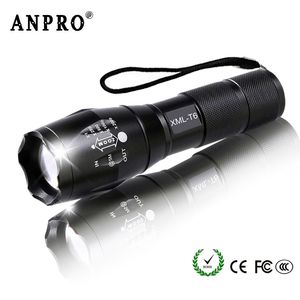 Anpro XML T6 LED LEDLIGHT Q5 Mini pochodnia Lanterna taktyczna latarka do zoomowalna wodoodporna ochronna