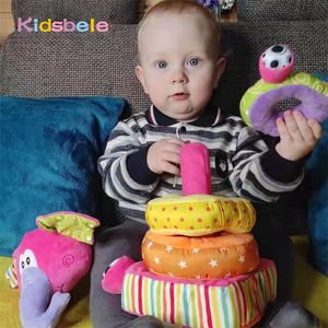 Weiches Babyspielzeug für Kleinkinder im Alter von 0 bis 12 Monaten, Spielzeug für Neugeborene, Lernspielzeug, stapelbarer Elefant, Rasseln, Plüschsortierer, frühes Lernen 220531