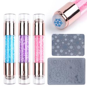 Nail Art Kits Vorlagen Clear Jelly Silikon Stamper Enail Stamping Plate Scraper mit Kappe Transparent StamperNail