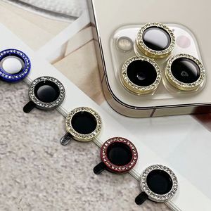 Luxury Shiny Diamond Camera Lens Protector Anti-Scratch Metal Mobiltelefonlinsringglas för iPhone 15 14 13/12/11 Pro Max