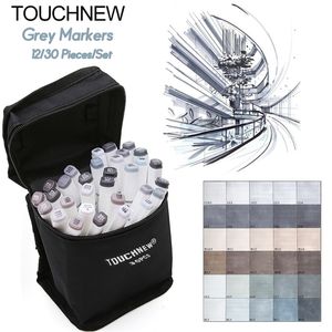 TouchNew 12/30Color Cool Greyマーカーペンデュアルヘッドグレースケールアルコールアートマーカーアーティストデザインセットマンガペンアートサプライヤー210226