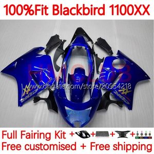 Corpo stampo ad iniezione per HONDA Blackbird CBR1100 CBR 1100 XX CC 1100XX 96-07 108No.4 CBR1100XX 1996 1997 1998 1999 2000 2001 1100CC 02 03 04 05 06 07 Carenatura fabbrica blu