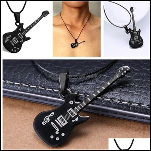 Colares de pingentes pingentes de j￳ias moda de j￳ias colar de guitarra inoxid￡vel para homens punk corda cadeia 8 estilos dhbfr