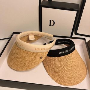 Breda randen Solskyddsmedel Summer Woman Sun Anti-uv Kvinnlig strandvisir Caps Justerbara tomma toppkvinnor Straw Hat Fashion Brands Outdoor Sports Baseball