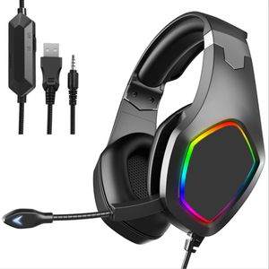 Wholesale wired led lights resale online - Head mounted Gaming Headset With Microphone Wired Stereo Bass Headphones Colorful Glow LED Light Computer PC Earphones J20303c