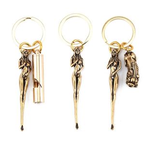 Wholesale keychain tools for sale - Group buy Keychains Creative Brass Beauty Women Keychain Pendants Pure Copper Handmade Goddess Ear Pick Tool Gift Men Car Key Chain Keyring HangingsKe