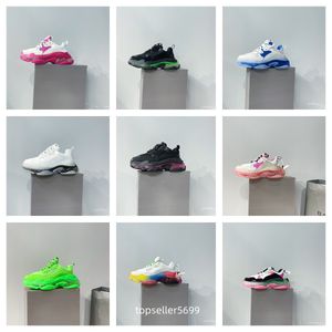 OG Premium Kaliteli Sıradan Ayakkabı Tasarımcı Ayakkabı Üçlü S Taç Platformu Sneaker Runner Mavi Eğitmeni Portakal Fluo Yeşil Pastel Yükseklik Artışı