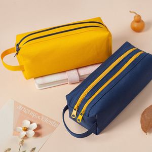 Large Capacity Pencil Bag with Double Zipper High stretch Oxford cloth Pen Cases 1222604