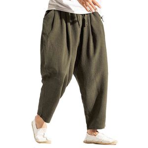 Keten harem pantolon erkek pamuk keten pantolonlar erkek hiphop sokak giyim jogger pantolon pantn hombre l220706