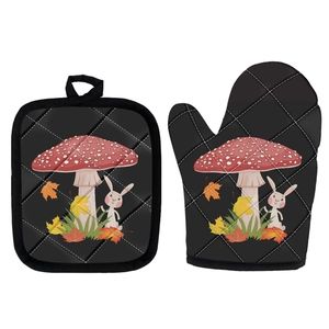 Mikrowellen-Backhandschuh, Cartoon, 3D-gedruckt, Isolierung, Küche, Kochhandschuhe, 2-teiliges Set, Ofenhandschuhe, Matte, individuelles Wohnzubehör D220704