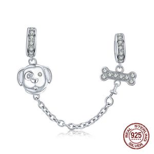 CLEAR CZ Cute Puppy Siliconen Veiligheidsketen Fit Pandora Bedelarmband Hanger Sterling Zilveren Kralen Originele Sieraden Maken