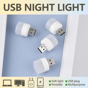 Portabel LED -ljus Mini Night Light USB Plug Lamp Computer Mobile Power Laddar små boklampor Ögonskyddsljus