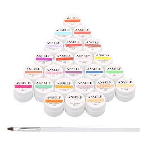 Tırnak Sanat Kitleri 24/30 Renkler Lehçe Pigment Set Tutkal UV Jel Oluşturucu Tek Fırça Ile Katı UzatmaNail KitsNail