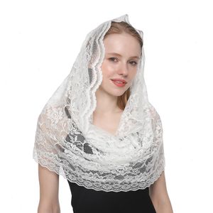 Arrival Lace Flower Scarf Round Bandana Fashion Prayer Kerchief Church Shawls Scarves Muslim Head Wraps 1pc Retail