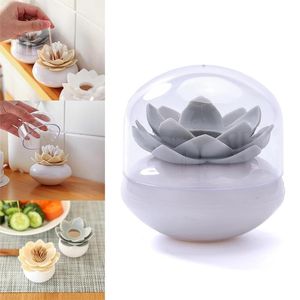 2 In 1 Creative Toothpick Holder Table Decoration Lotus Shaped Cottons Bud Holders Cotton Swab Box Toothpicks Holder