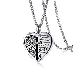 Gothic Cross Stainless Steel Urn Necklace Angel Wing Heart Box Keepsake Pendant Memorial Jewelry for Human or Pet