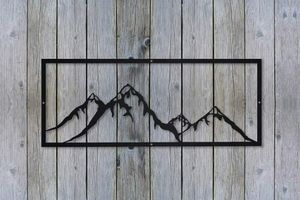 Montagna paesaggio paesaggio laser tagliare il cartello artistico in metallo per decorazioni lodge da garage