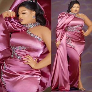 2022 Plus Size Arabic Aso Ebi Mermaid Luxurious Sexy Prom Dresses Pärled Crystals Evening Formal Party Second Reception Birthday Engagement Gowns Dress ZJ422