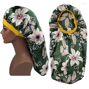 Beanie/Skull Caps 2022 Single-Layer Printed Long Tube Nightcap Satin Tail Beauty Hair Care Hat Shower Cap Nursing Davi22