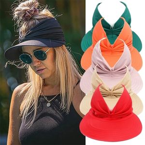 Visor Women Antiultraviolet Elastic Hollow Top Outdoor Quickdrying Sun Summer Beach Hat 220630