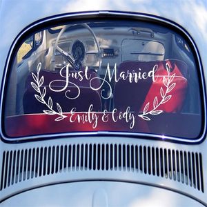 Decals Wedding Stickers Fancy Just Married Vinyl Decal Custom Groom & Bride Name Car Rear Window Decor LC1285 220621