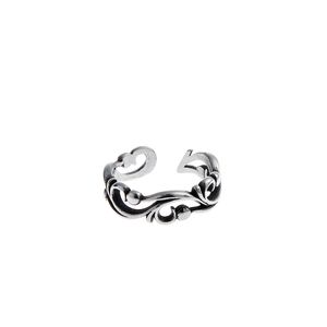 Anello vintage intagliato a forma di anello da uomo in argento antico con forma testurizzata, accessori per gioielli di moda versatili gelidi