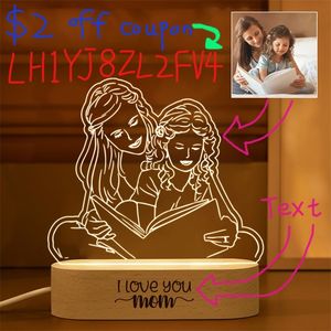 Personalized Night Lamp Text and Pos Customized Gift for Wedding Anniversary Birthday 3D Bedside Light Gifts for Girlfriend 220623