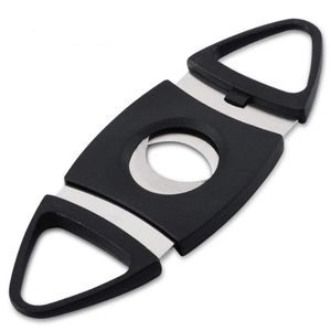 200pcs Black Color Double Two 2 Blade Stainless Steel Cigar Cutter Scissor Scissors Cutters Black Plastic Handle Pocket Size SN4550