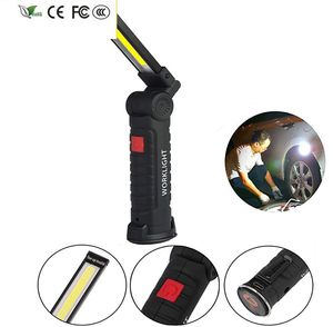 New LED Work Flashlight USB Rechargeable Built-in Battery Pack Multi-function Folding Light COB Camping Flashlight With Magnet Torch