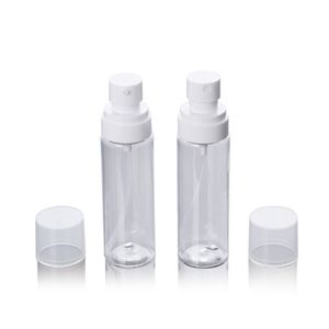 Packing Plastic Transparent Bottle Flat Shoulder PET White Lotion Spary Press Pump With Cover Empty Refillable Cosmetic Portable Packing Container 60ml 80ml 100ml