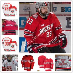 XFLSP College College Ohio State Buckeyes Hockey Hokkey Jersey 34 Reilly Herbst 44 Jakub Dobes 61 Grant Gabriele 65 C. J. Regula 71 Patrick Guzzo 94 Travis