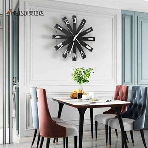 Okrągły kąt prosty cichy zegar ścienny nowoczesny projekt salonu dekoracja dekoracji ściennej do pokoju dekoracyjny akrylowy zegarek 210325