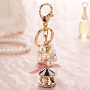 Kliny Lanyards Cute Brelkain Pearl Crystal String Carousel for Women Key Bind Bejdia Akcesoria LLAVEROS PARA MUJER DROP SHIP MIRI22