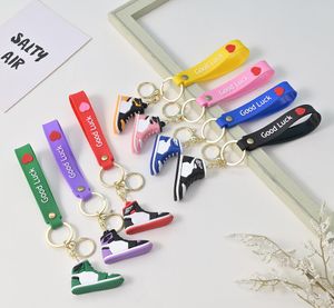 Creative Couple Sneaker Keychains Men Women Basketball Shoes Keychain Pendant Leather Wristband Car Key Ring Jewelry Accessories 1OPCS/Lot