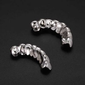 Personalizzazione esclusiva Denti Moissanite Grillz Iced Out Hop Sier Bretelle decorative Griglie per denti con vero diamante Bling per uomo