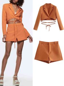 Zach Ailsa Frühjahr neue Damenbekleidung Design Sinn Bogen kurze Anzugjacke lässiges Temperament hohe Taille Culottes T220729