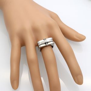 2024 New Fashion Solitaire Ring Bolt Three Floors Personality Titanium Steel Ring Size 6-11 Party Jewelry