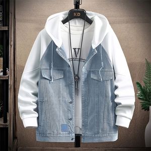 Mężczyzn dżinsowy streetwear streetwear hip -hop mens z kapturem dżinsowe kurtki męskie swobodne luźne odzież wierzchnia moda szczupła fit płaszcz W220815