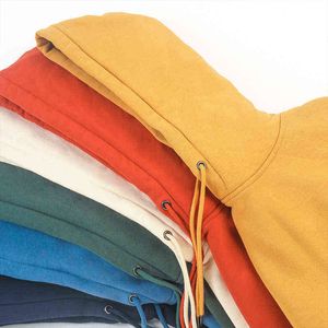 2021 Autumn Winter New Hooded Hoodies Men thick 360g fabric solid basic sweatshirts quality jogger texture pullovers G220429