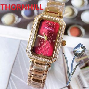 Luxo Mulheres Retângulo Forma Diamantes Anel Relógios Relógios Strass Aço Inoxidável Aço Inoxidável Simples Calendário Trend Popular Elegante Luxury Crystal Crystal Quartz relógio de pulso