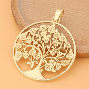 Pendant Necklaces 5pcs/Lot Matte Gold Tone Large Tree Charms Pendants For Necklace Jewelry Making Findings AccessoriesPendant