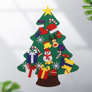 Christmas Tree DIY Felt Decor Artificial Tree Santa Claus Kids Toys Decor for Home Xmas Hanging Ornaments Year Gifts 201027