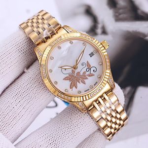 Znakomita damska zegarek 35 mm ruch mechaniczny Sapphire Crystal Mirror Diamond Gold Gold Stal ze stali nierdzewnej