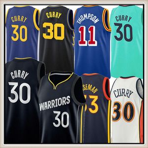 Stephen 30 Curry Jersey Klay 11 Thompson James 33 Wiseman Maglie da basket da uomo S-XXL Alta qualità 2022 blu Bianco