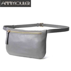HIP -tas voor vrouwen PU Lederen Wallet Fashion zipper Borst eenvoudige taille riem grijze bumpaktelefoon J220705
