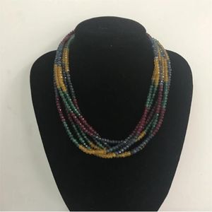 Kedjor hand knuten halsband 2 4mm naturliga smycken smaragds rubys safirer citriner 6 strängar 42-46 cm mode smyckenchains